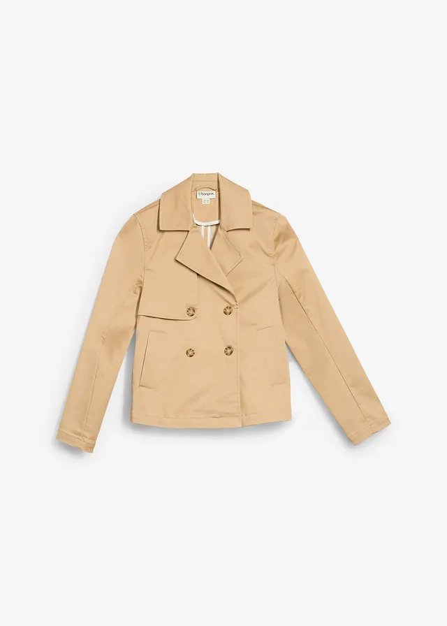 Korte trenchcoat, Kleur: latte macchiato