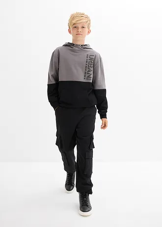 Sweat-shirt à capuche garçon • gris fumé-noir imprimé • Boutique bonprix