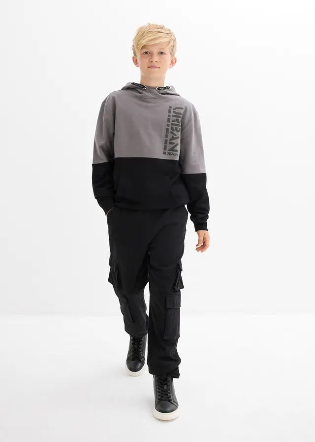 Jongens hoodie van biologisch katoen • rookgrijs/zwart • product-page.page-title-suffix