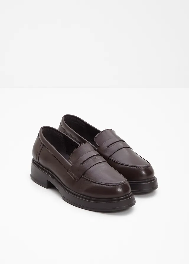 Leren loafers, Kleur: donkerbruin