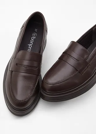 Leren loafers • donkerbruin • bonprix online shop