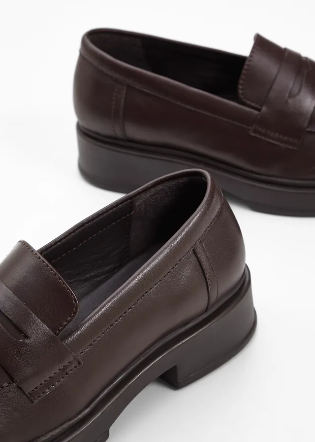 Leren loafers, Kleur: donkerbruin