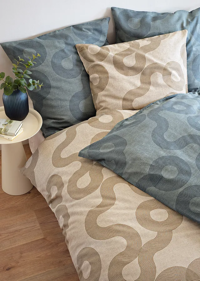 Dekbedovertrek in een katoenmix, Kleur: beige