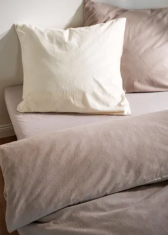 Dekbedovertrek van zacht flanel, Kleur: taupe