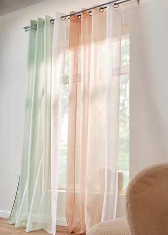 Gordijn van lichte voile, ook verkrijgbaar in extra lang (2 stuks) • sand • bonprix online shop