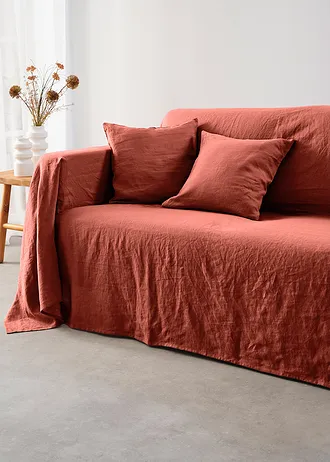 Přehoz na postel z kvalitního lnu • cihlově červená • bonprix obchod