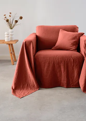 Přehoz na postel z kvalitního lnu • cihlově červená • bonprix obchod