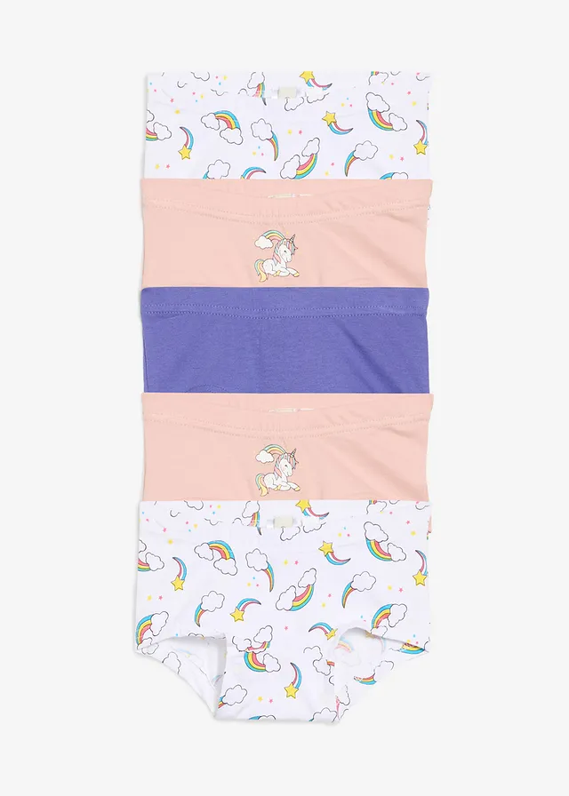 Boxerky s měkkou organickou bavlnou (5 ks v balení) • modrofialová + růžová + bílá s potiskem • bonprix obchod