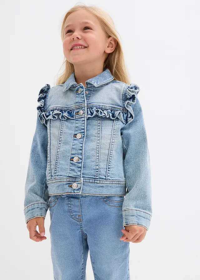 Spijkerjasje van elastisch biologisch katoenmix, Kleur: lichtblauw denim