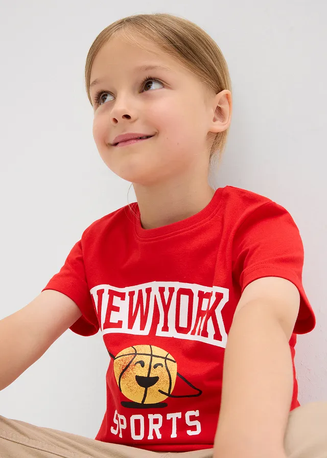 T-shirt van biologisch katoen (set van 2) • aardbeirood+blauwgroen met print • product-page.page-title-suffix