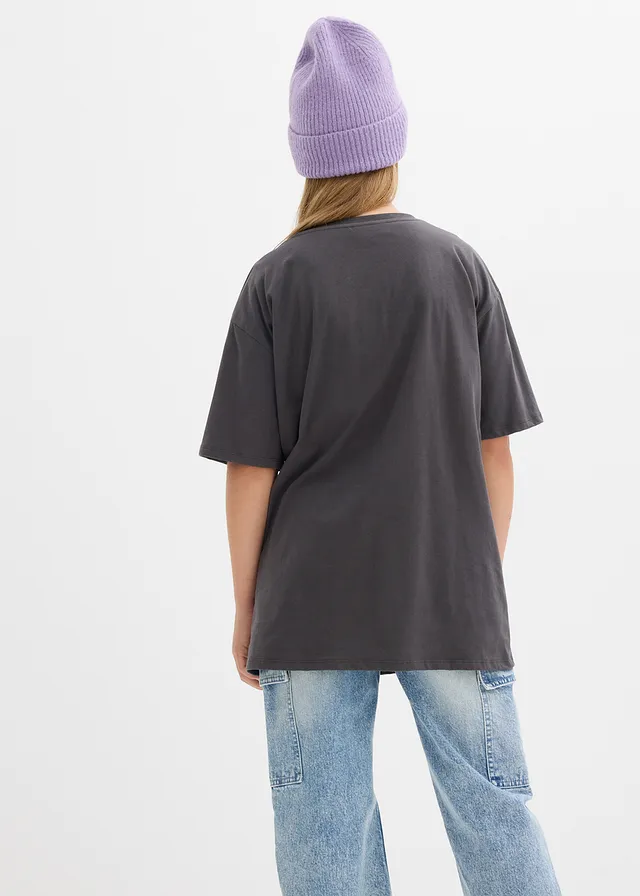 T-shirt Wednesday van puur katoen, Kleur: donkergrijs met print