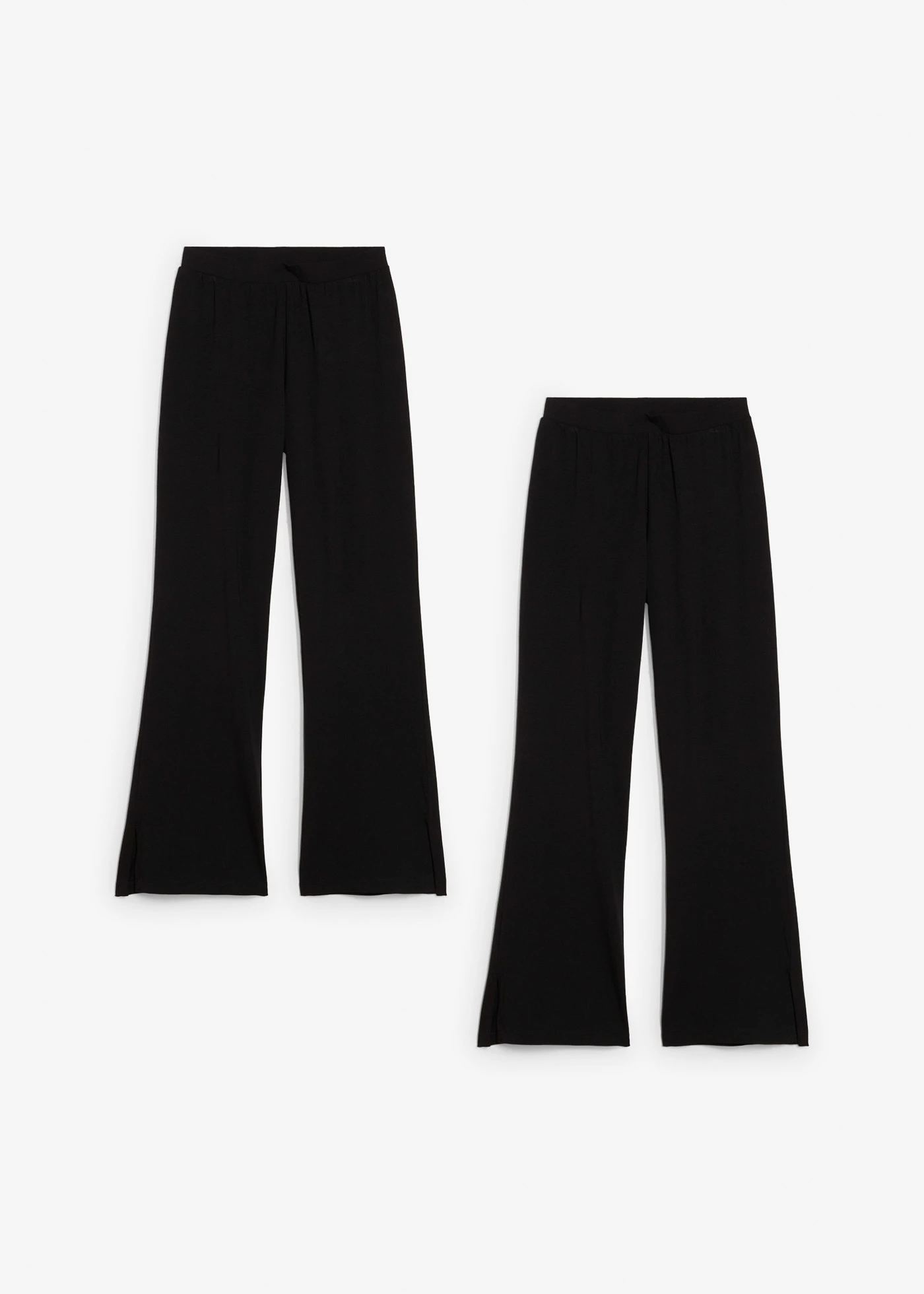 Rozšířené žerzejové kalhoty z elastické směsi s organickou bavlnou (2 ks v balení) • černá • bonprix obchod