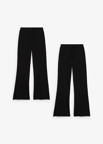 Rozšířené žerzejové kalhoty z elastické směsi s organickou bavlnou (2 ks v balení) • černá • bonprix obchod