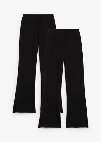Rozšířené žerzejové kalhoty z elastické směsi s organickou bavlnou (2 ks v balení) • černá • bonprix obchod