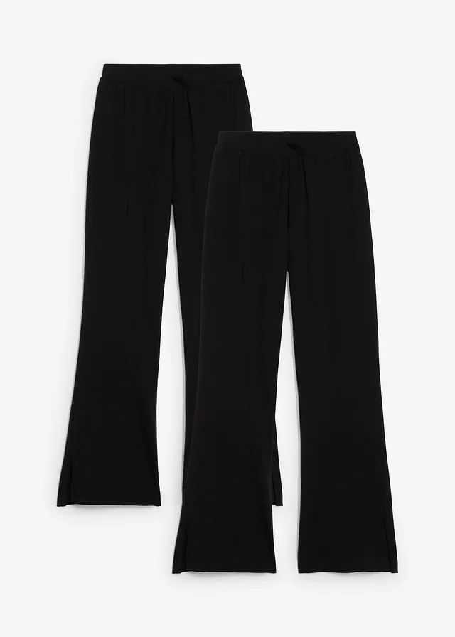 Pantaloni din jerse evazați din amestec elastic de bumbac organic (set/2 buc.)