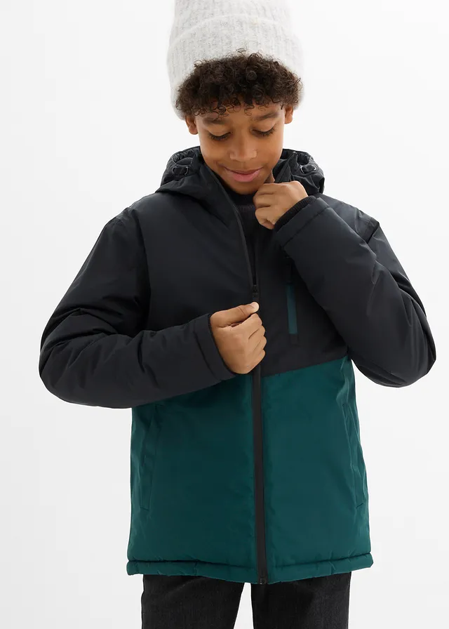 Gevoerde winterjas • diepgroen/zwart • product-page.page-title-suffix