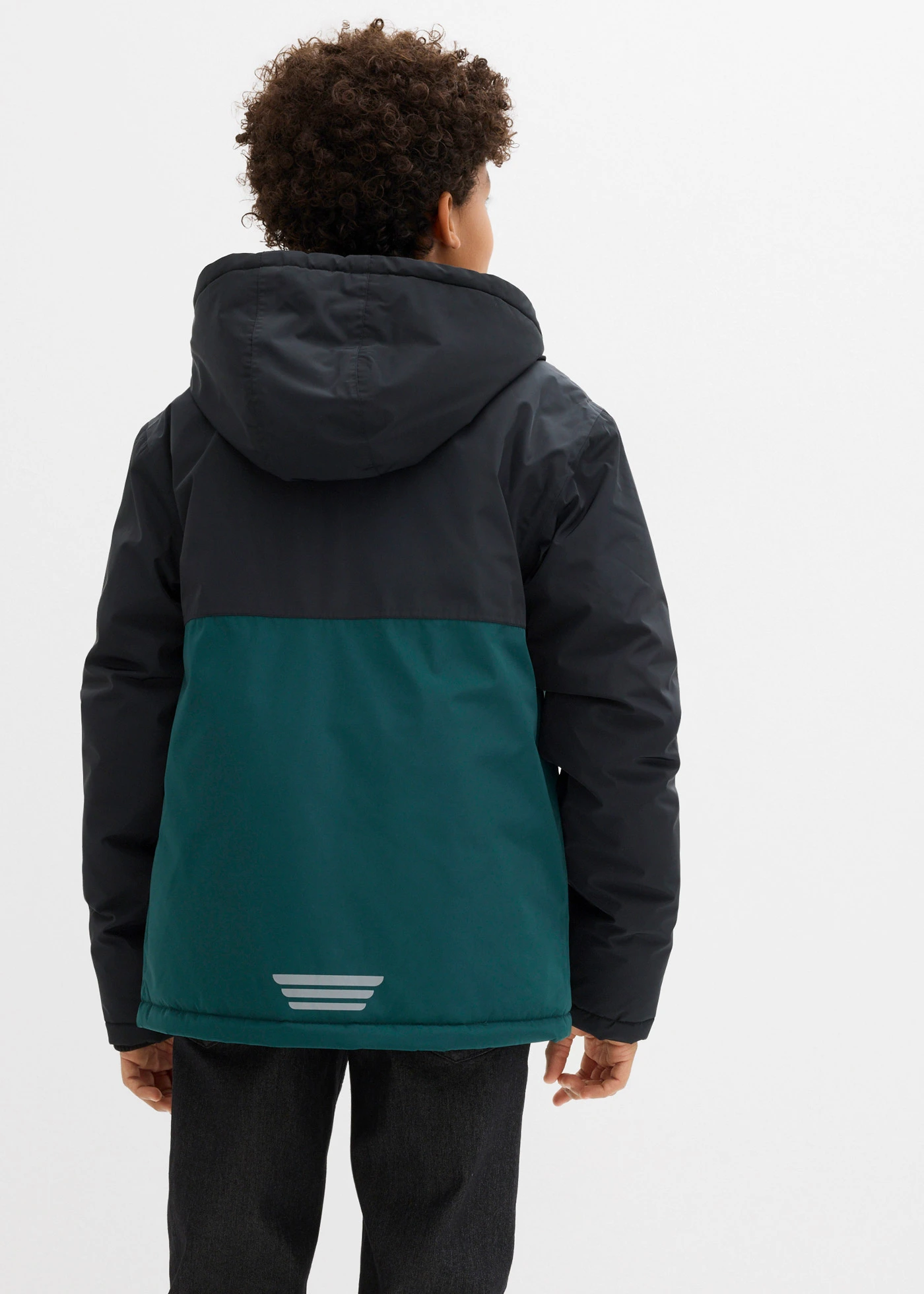 Parka d’hiver imperméable à capuche, style color block • vert profond/noir • Boutique bonprix