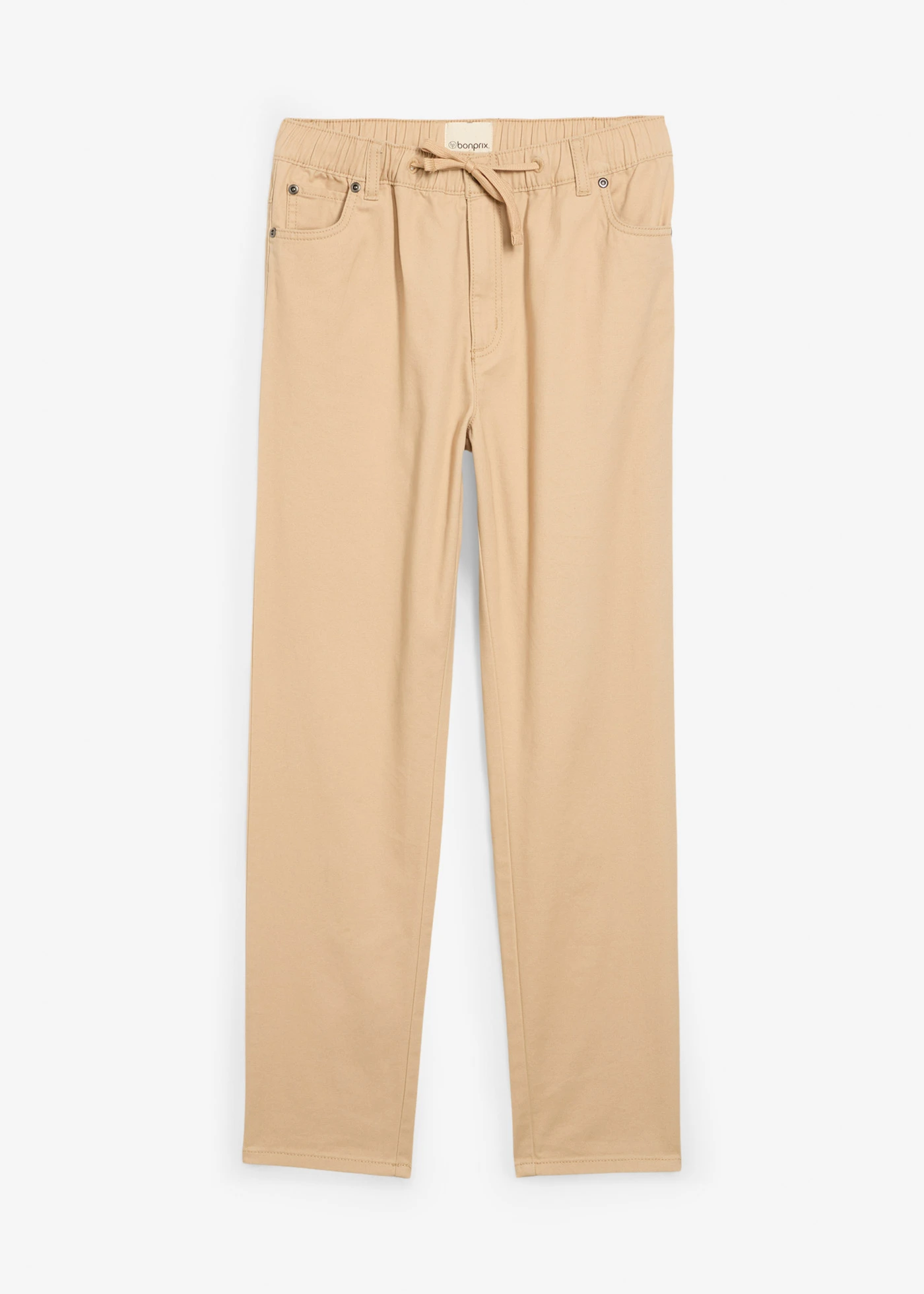 Kalhoty bez zapínání z čisté bavlny, Regular Fit, Straight • bílá káva • bonprix obchod