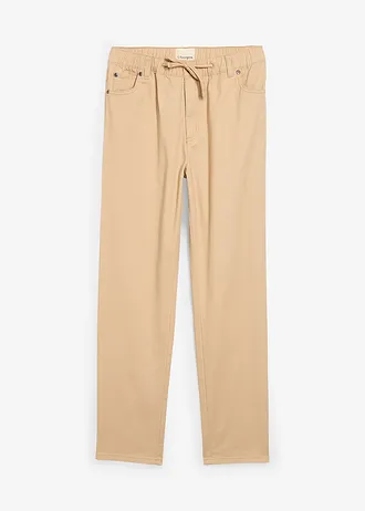 Kalhoty bez zapínání z čisté bavlny, Regular Fit, Straight • bílá káva • bonprix obchod