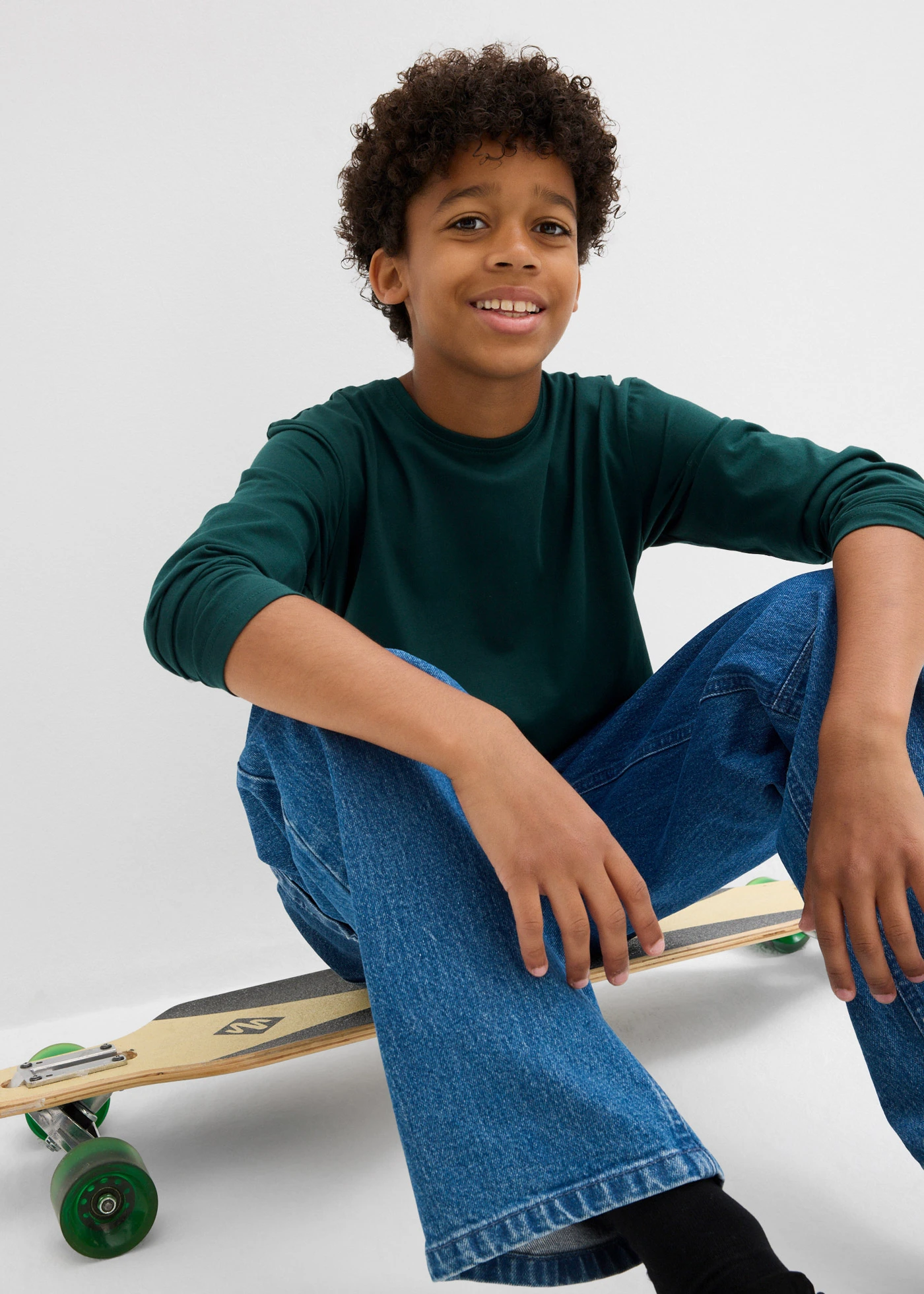 Tričko s dlouhým rukávem a organickou bavlnou (3 ks v balení) • bílá + antracitový melír + tmavě zelená • bonprix obchod