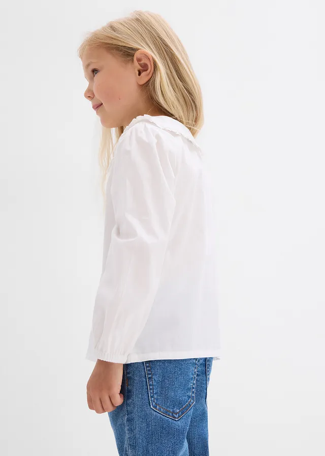 Blouse van katoen, Kleur: wolwit