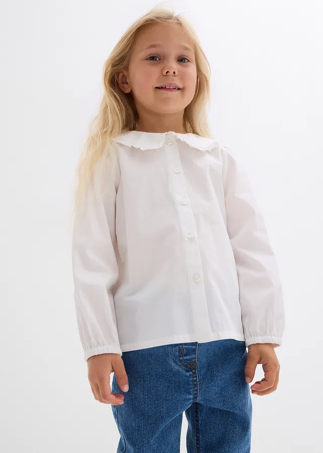 Blouse van katoen, Kleur: wolwit