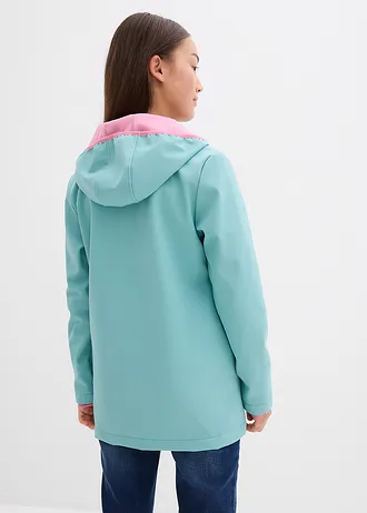 Waterafstotende softshell jas met capuchon • lichtturkoois/frambozenroze • bonprix online shop