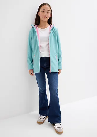 Veste softshell imperméable à capuche • turquoise clair/rose framboise • Boutique bonprix