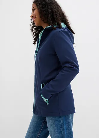 Veste softshell imperméable à capuche • bleu foncé-turquoise clair • Boutique bonprix
