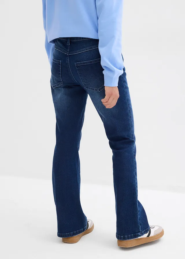 Flared jeans, low waist, Kleur: blauw denim