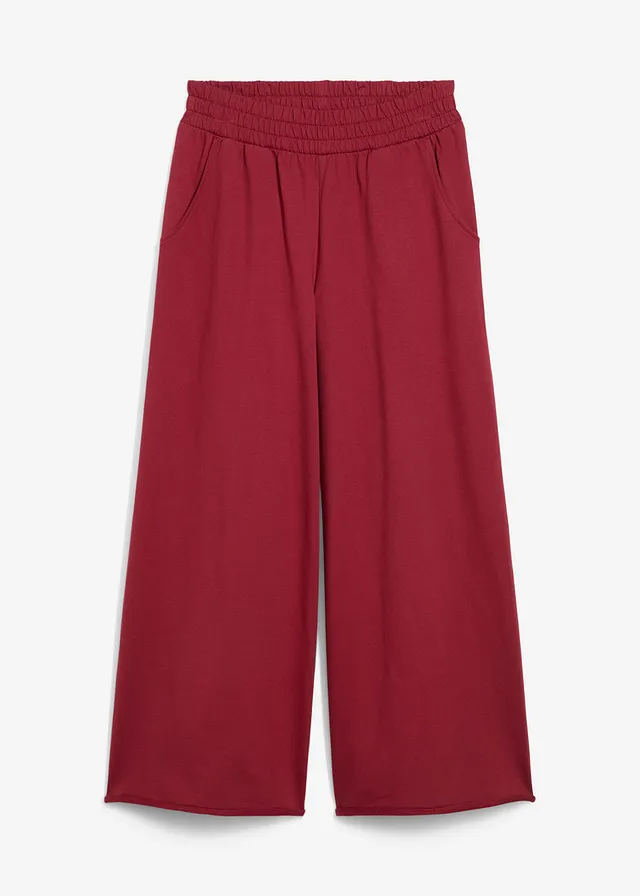 Pantalon 7/8 en sweat, Couleur: rouge prune