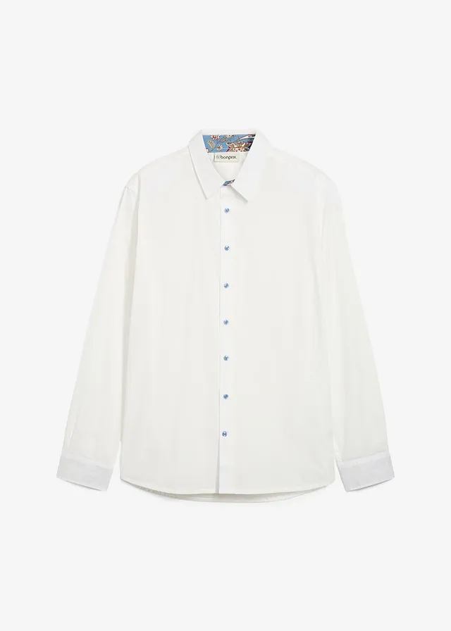 Biznis košeľa s kontrastnými detailmi z čistej bavlny, Regular Fit