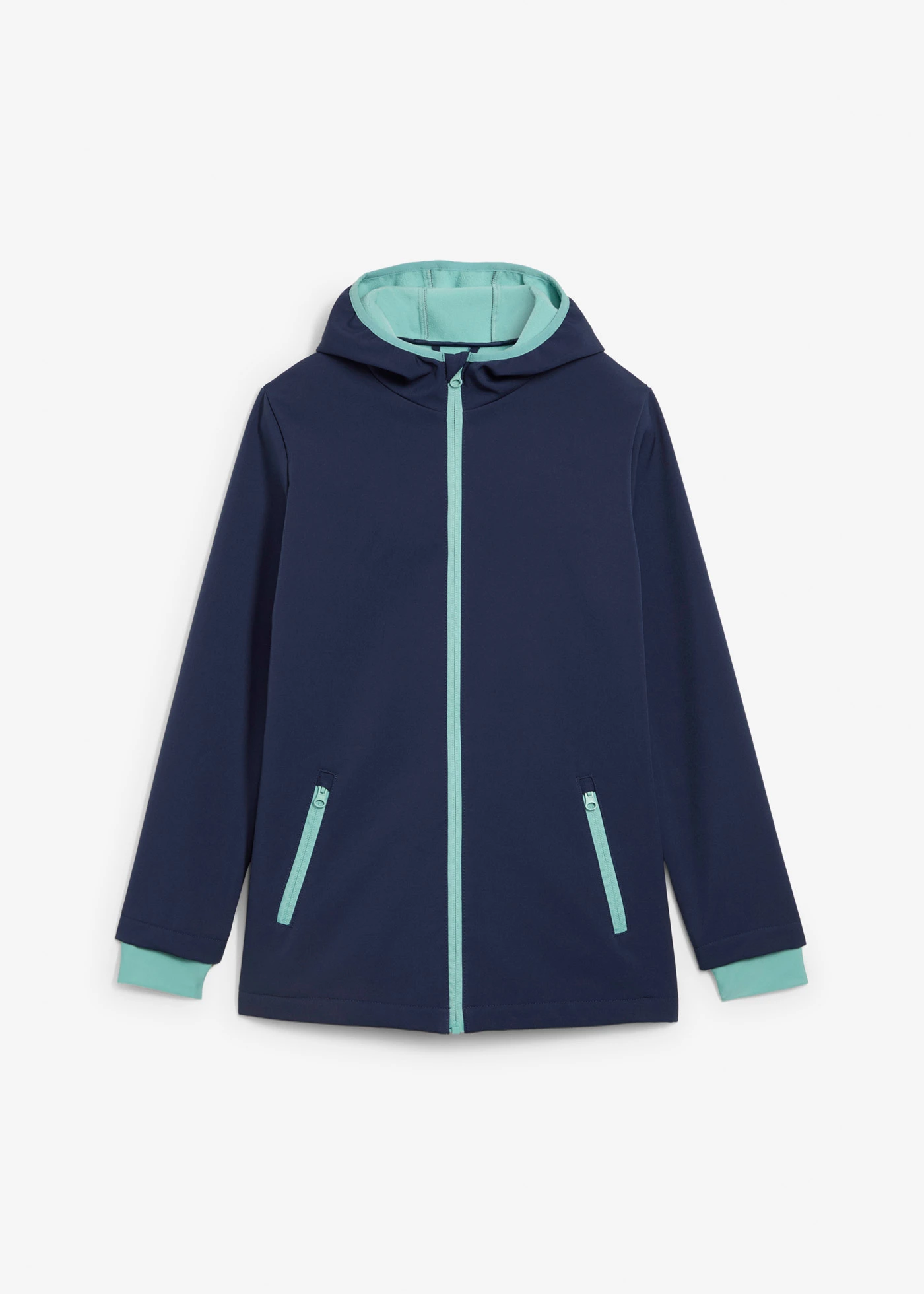 Veste softshell imperméable à capuche • bleu foncé-turquoise clair • Boutique bonprix