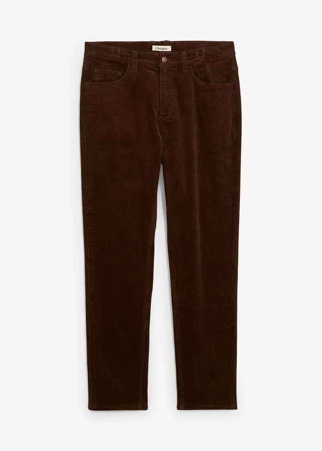 Slim fit stretch corduroy broek met comfort fit, Kleur: bruin