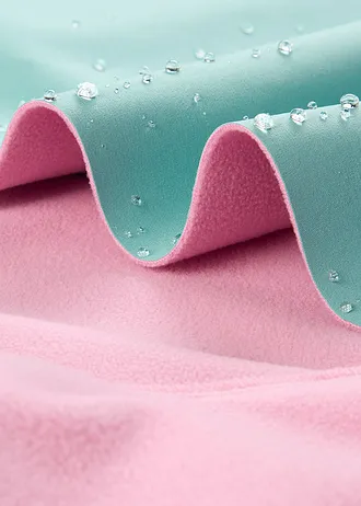 Veste softshell imperméable à capuche • turquoise clair/rose framboise • Boutique bonprix