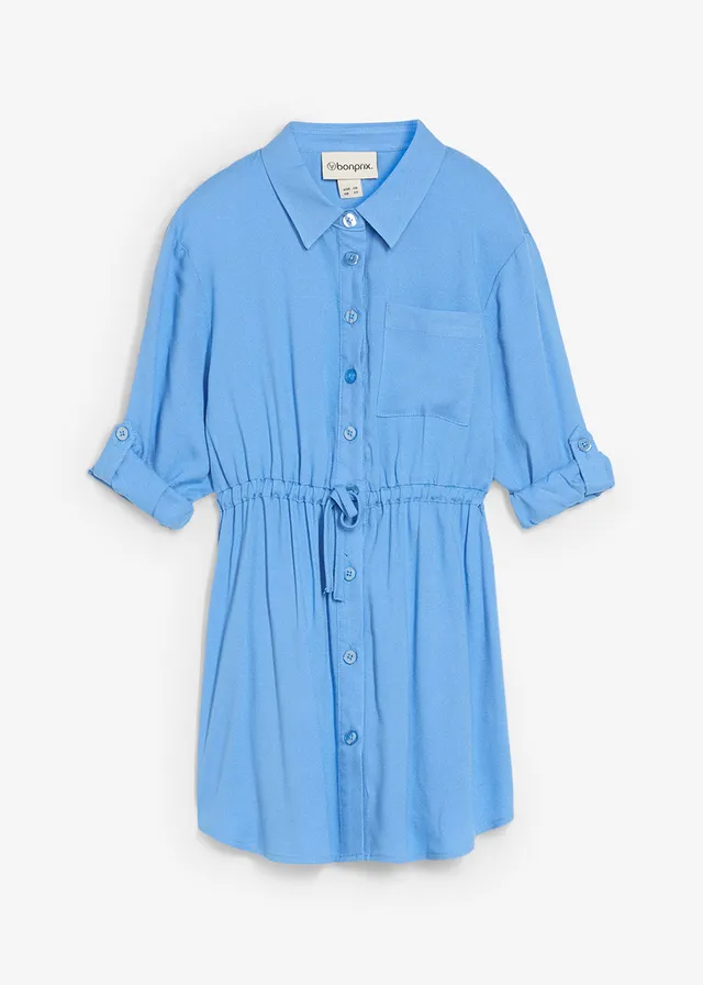 Blousejurk van soepele viscose, Kleur: middenblauw