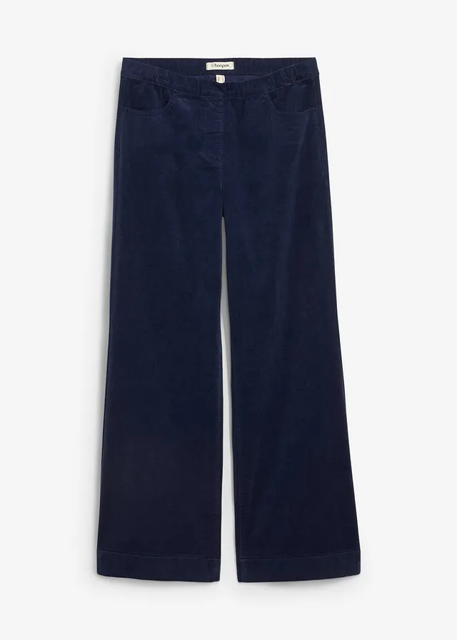 Szerokie spodnie sztruksowe ze stretchem, high waist