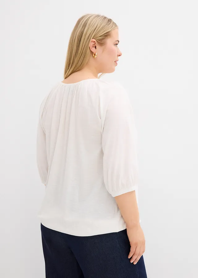 Blouse en jersey 100% coton, Couleur: écru
