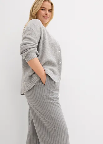Instapbroek van soepele stof • grijs-leisteengrijs-wit gestreept plus size • bonprix online shop