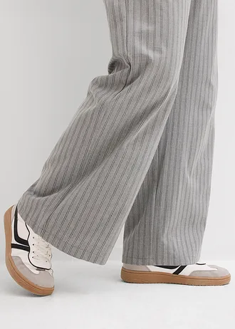 Instapbroek van soepele stof • grijs-leisteengrijs-wit gestreept plus size • bonprix online shop