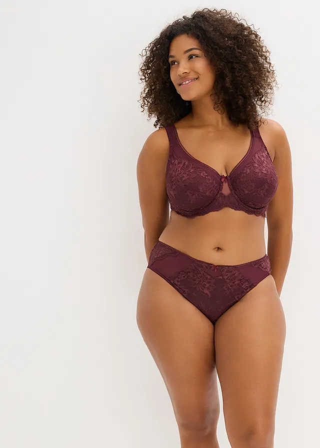 Soutien-gorge minimiseur à bretelles rembourrées, Couleur: bordeaux