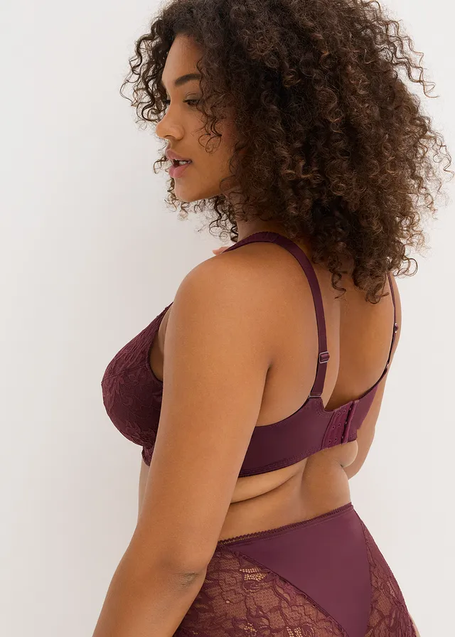 Minimizer bh met gewatteerde bandjes, Kleur: wijnrood