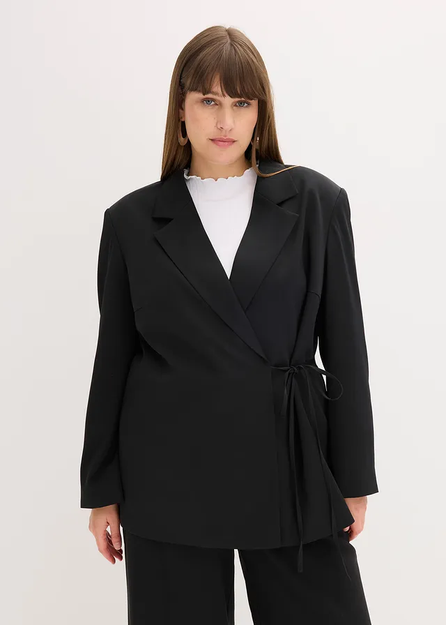 Oversized blazer, Kleur: zwart