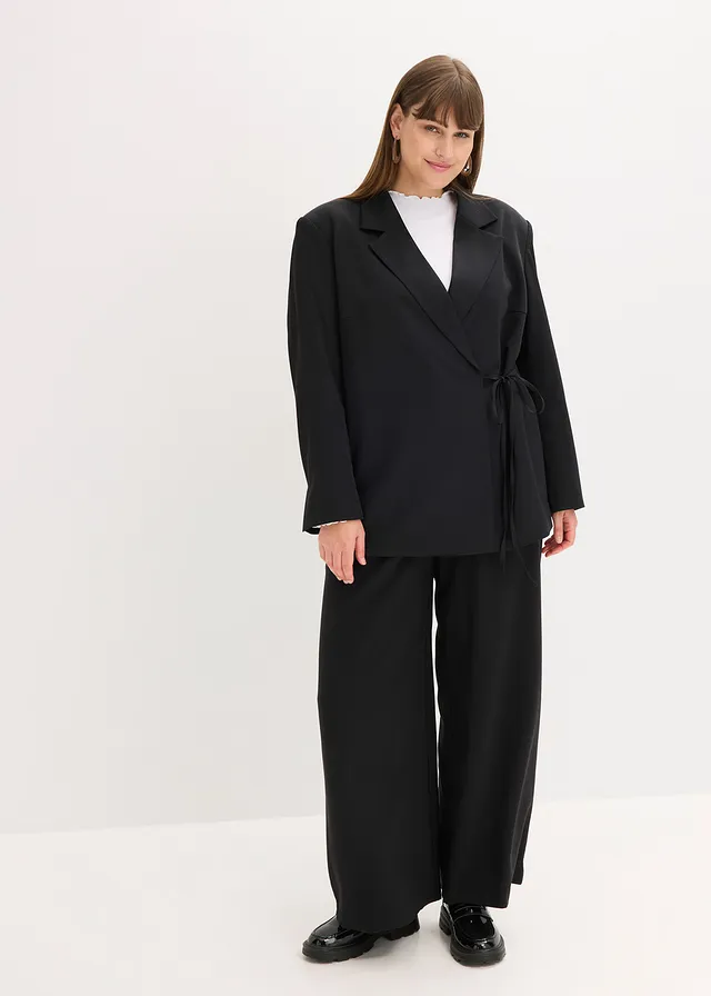 Oversized blazer, Kleur: zwart