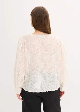 Halenka s květovaným strukturovaným vzorem, barva: švestkově červená