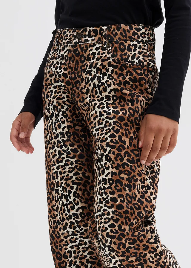 Wide leg jeans, mid waist • ecru luipaardprint • product-page.page-title-suffix