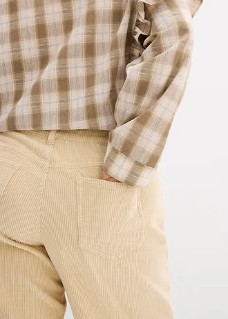 Manšestrové kalhoty Barrel, Mid Waist • světle písková plus size • bonprix obchod