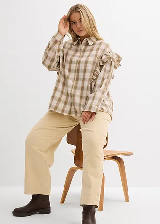 Manšestrové kalhoty Barrel, Mid Waist • světle písková plus size • bonprix obchod