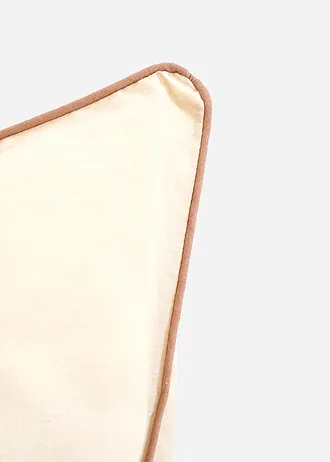 Renforcé dekbedovertrek met paspels in contrastkleur, Kleur: crème