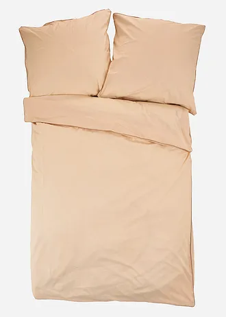 Renforcé dekbedovertrek met paspels in contrastkleur, Kleur: crème